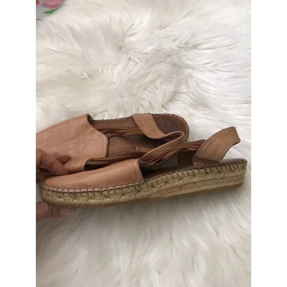 Toni Pons Origins Noelia Espadrille Sandals Slip on Tan Leather - US 7.5/ EUR 38